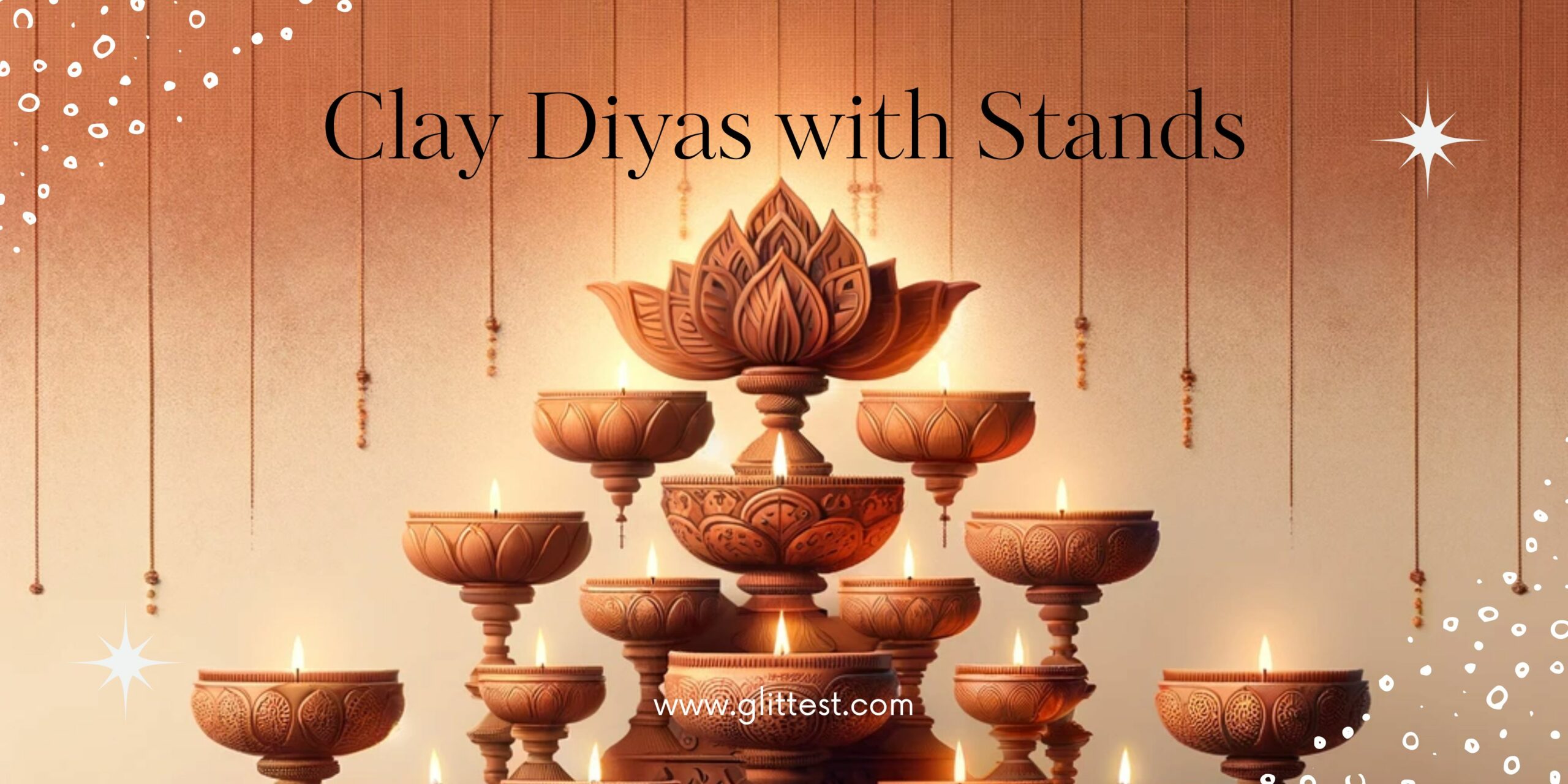 clay diyas with stands